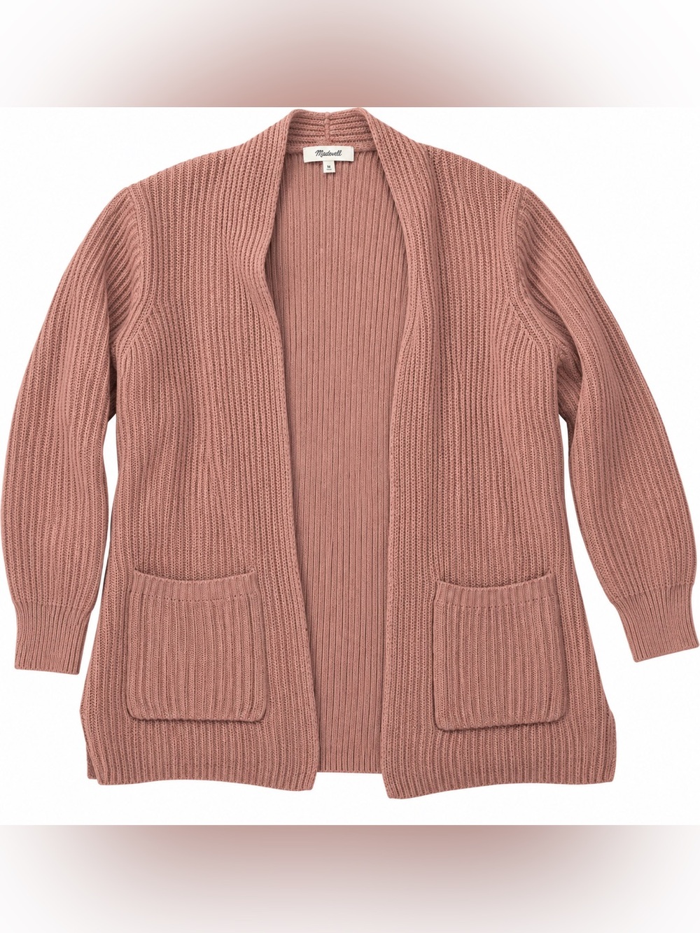 Madewell Ribbed Open Cardigan - Rosewood Pink